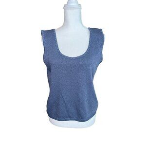 San Remo Laura Knits Women's Medium Large Blue Knit Pullover Sweater Tank Top